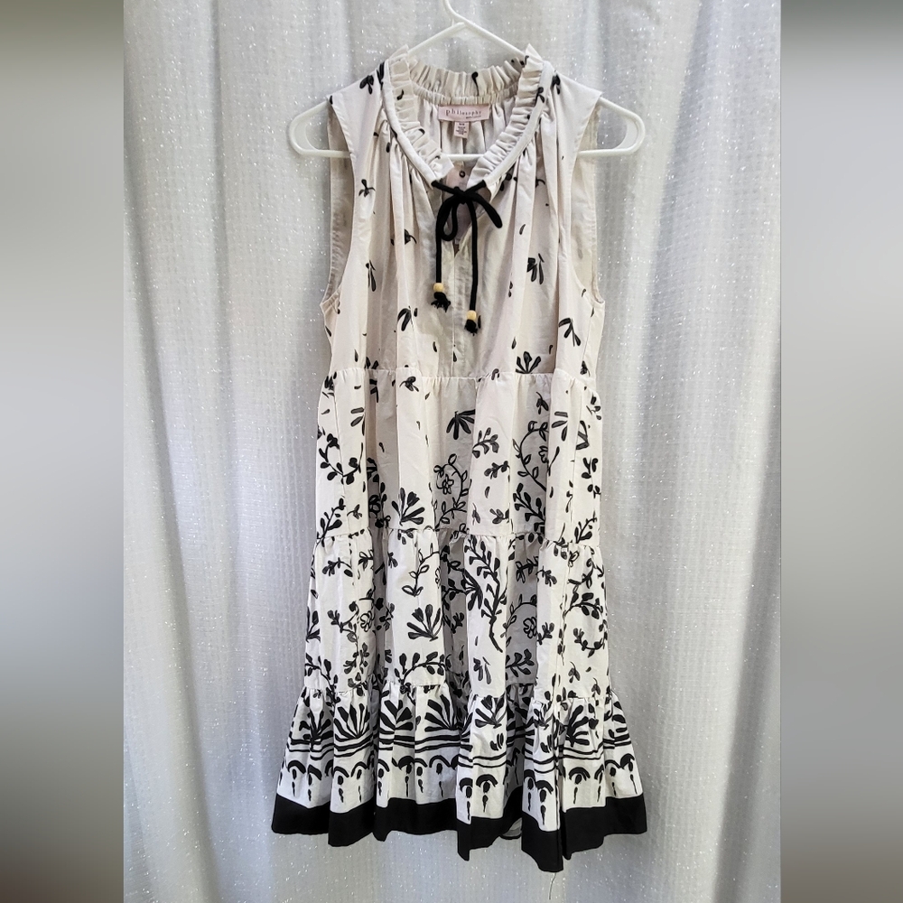 Philosophy M Black & White Cotton Sundress Ruffle